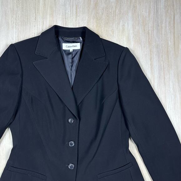 Calvin Klein Black 3-Button Career Office Professional Classic Blazer Jacket 8 - Picture 2 of 12